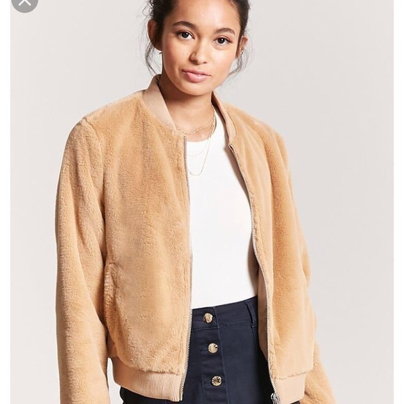 Faux Fur Bomber Zip up Jacket - Picture 2 of 2